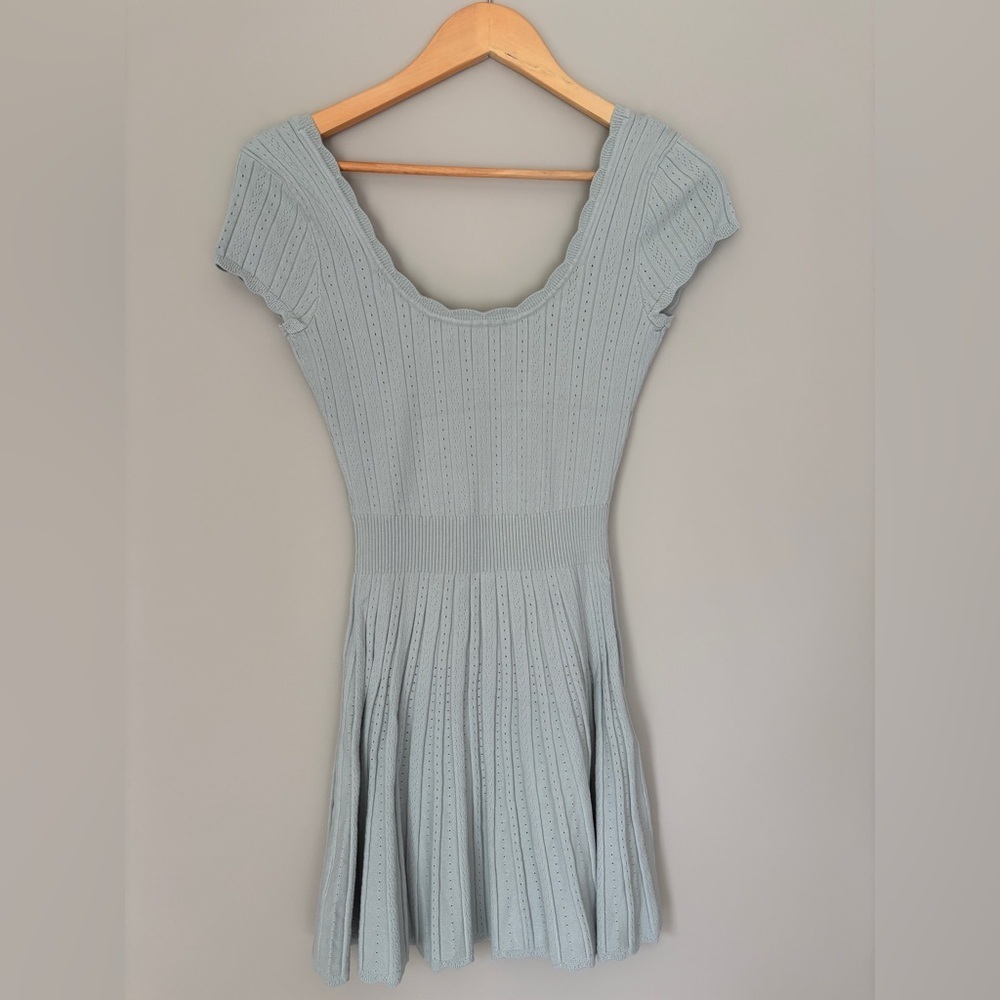 NWT LoveShackFancy Evaluna Stretch Pointelle Mini Dress Eau De Nil | size S - Picture 9 of 12